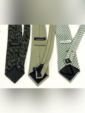 3 Silk Neckties Jones NY-geometric, Geoffrey Beene-stripes, Van Heuson-paisley